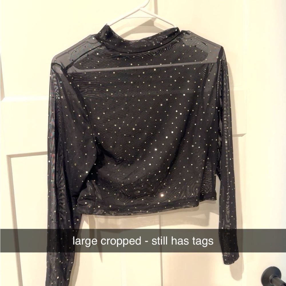 Black Sheer Polka Dot Women's Top